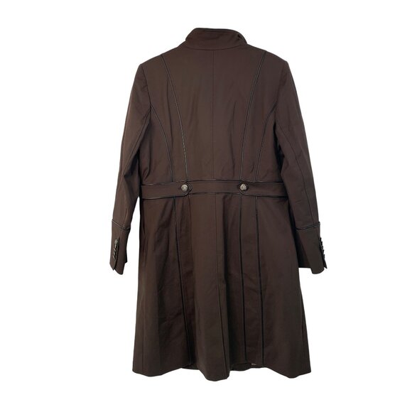 White House Black Market Women's Brown Long Coat XL EUC Button Lined 7246 - Picture 3 of 12